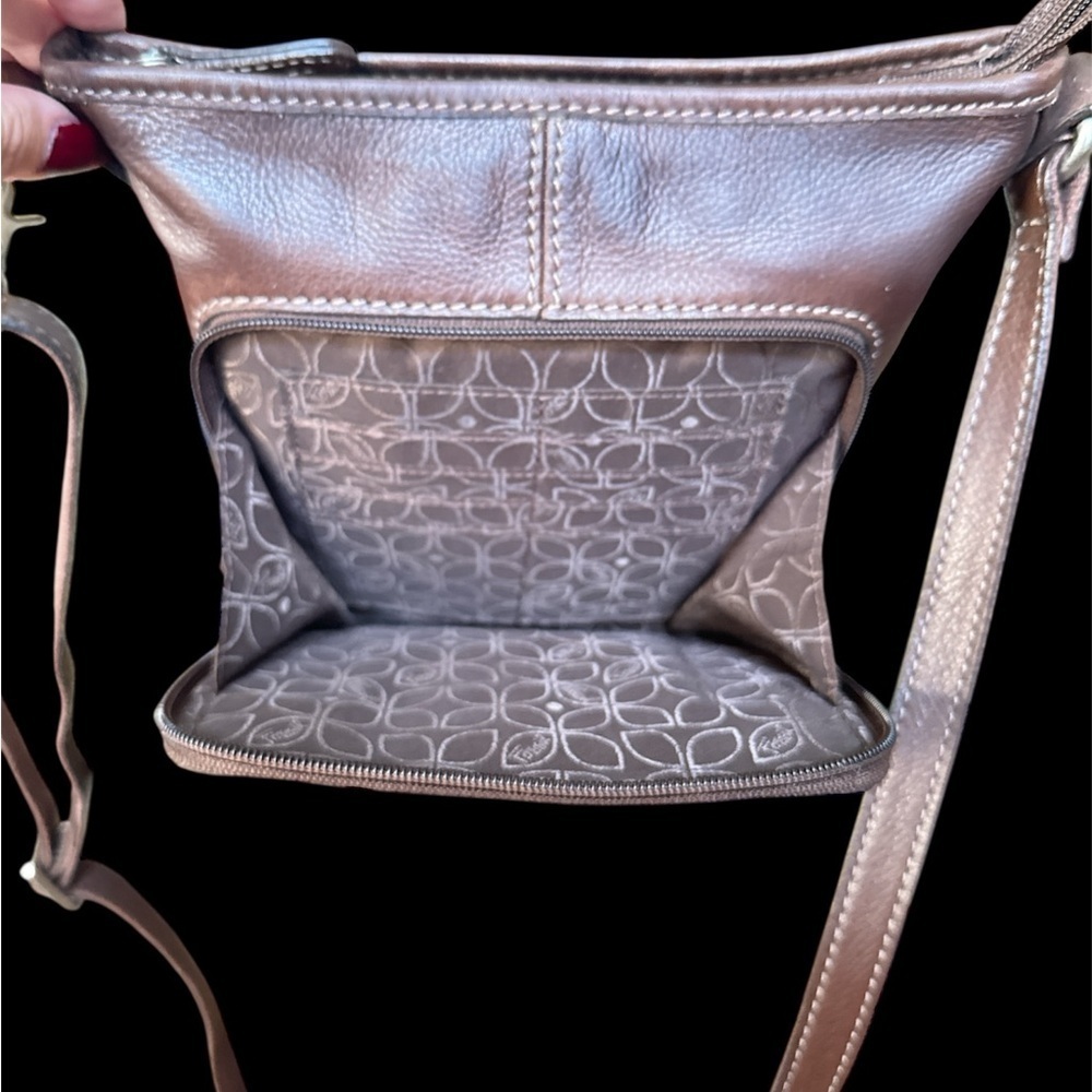 Fossil Dark Brown Pebble Grain Leather Messenger Bag - Picture 6 of 9